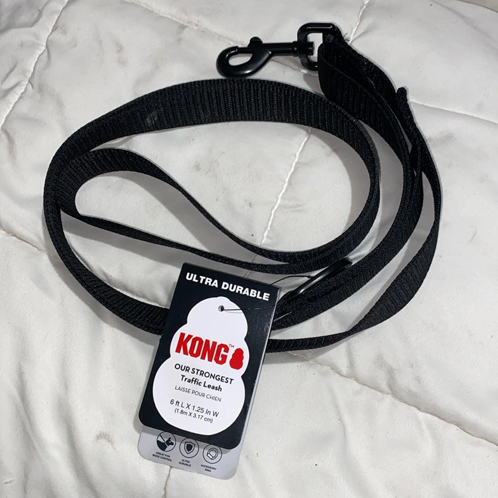 🐶 Kong Black 6ft Traffic Dog Leash Collar Harness Pet Pets Ultra Durable Basic